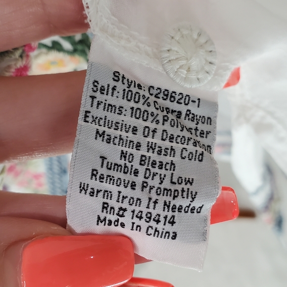 Johnny Was Tunic Top Embroidered Moji In White Boho Flowy Semi Sheer Size M - Picture 10 of 12